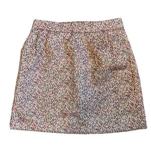 J.Crew Tweed Pink Blue White Sparkle Mini Skirt with Pockets Size 0